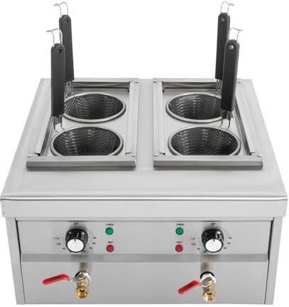 Cuiseur à pâtes électrique - 2 x 2 kW - Confortable - Avec 4 paniers à tamis - 220 V - Design à 4 trous - Capacité nominale : 2 x 9 l - Température réglable de 30 à 110 °C