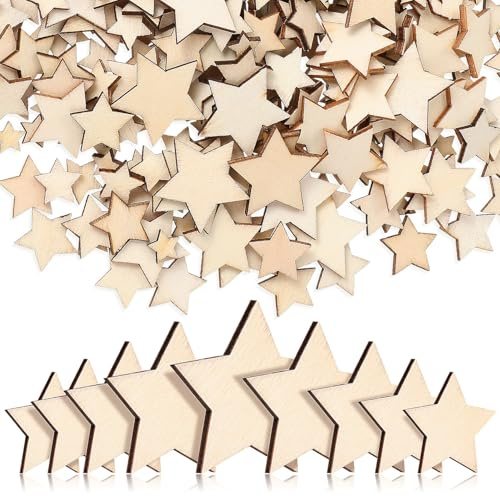Healifty 500 pezzi Stelle in Legno Non Verniciate Decorazioni Natalizie Centrotavola per Feste Stelline Legno per Artigianato e Addobbi Albero di Natale