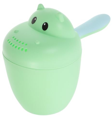 MUSISALY Vaso de Enjuague para Bebés Diseño Hipopótamo Verde, Taza para Lavar Cabello Infantil, Material Pp Duradero, Ergonómico y Seguro para Baño Infantil, Adecuado para Baby Shower