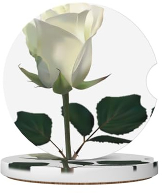 Set di sottobicchieri in ceramica da 6,5 cm con stampa rosa bianca, adatti per portabicchieri