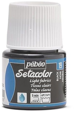 PEBEO 329-019 Setacolor Light Fabric Paint 45-Milliliter Bottle, Black,Black