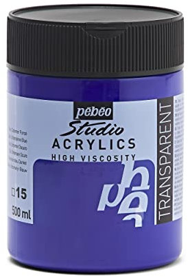 Pébéo - Acrylique Fine Studio Acrylics - Peinture Acrylique Bleu - Bleu Outremer Foncé - 500 ml