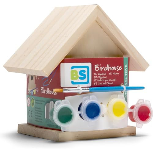 BS Toys GA039 fågelhus, tomt, 10 cm × 10 cm × 13 cm
