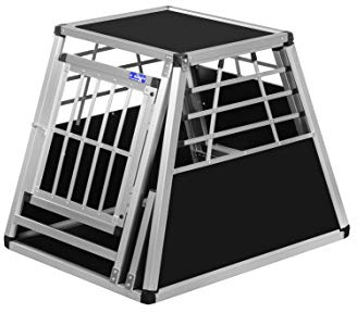 ALPUNA Transportbox N24 – Aluminium Hundebox 82×60×63 cm – Auto Hundebox mit Notausstieg, sicherer Hundetransport im Kofferraum