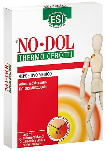 ESI - No-Dol Thermo Cerotti Termici Autoriscaldanti, Fonte di Calore di Origine Naturale, Allevia i Fastidi Reumatici e Muscolari, Riscaldano Fino a 8 Ore, Senza Coloranti e Parabeni, 3 Pezzi