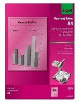 Sigel© Overhead-Folien fr S/W-Kopierer, stapelverarbeitbar, transparent, 100 æm, A4, 100 Folien