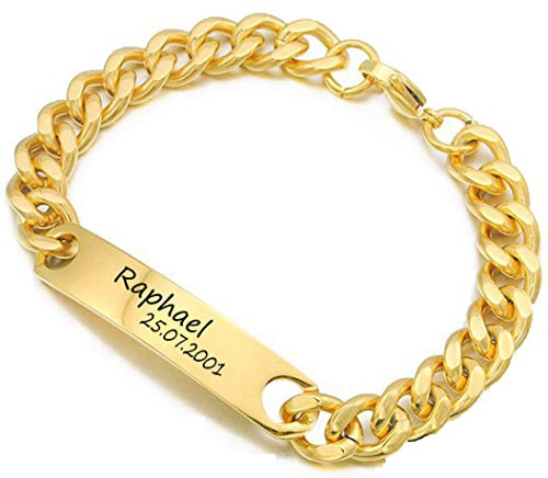 aplusashop ID Edelstahl Armband mit Gravur nach Wunsch, auch als Partnerarmbänder, Nr.1 mit Box NEU
