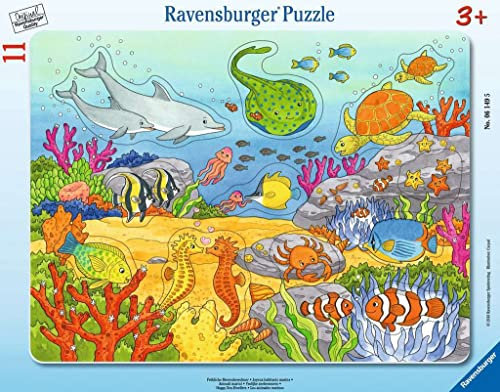 Ravensburger Kinderpuzzle - 06149 Fröhliche Meeresbewohner - Rahmenpuzzle für Kinder ab 3 Jahren, mit 11 Teilen