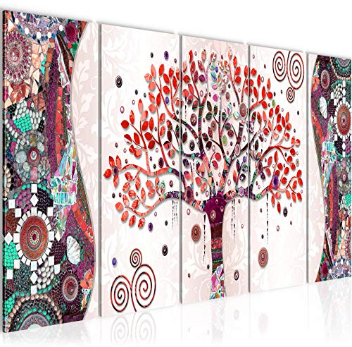 Runa Art Murali XXL Gustav Klimt Albero Della Vita 200 x 80 cm Rosa 5 Pezzi - Made in Germany - 004655c