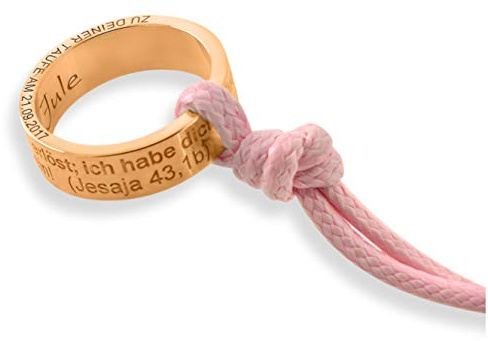 Besondere Taufkette Taufring mit Gravur in rose Gold Taufschmuck Taufspruch Bibelvers 925 Silber Kommunion Kette mit Namen Taufring mit Gravur | HANDMADE IN GERMANY