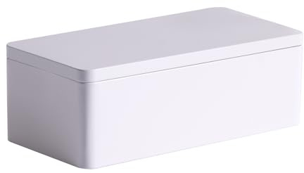 Tianhui Food Storage Containers Tin Box with Airtight Lids Kitchen Pantry Organization Metal Box, Ivory White, S