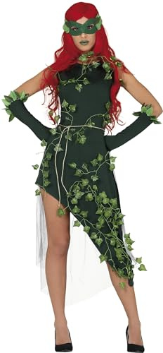 FIESTAS GUIRCA | Disfraz Villana Vegetal (36-38/S) - Vestido, Antifaz, Cinturón y Muñequeras - Disfraces de Superhéroes y Villanos para Halloween, Carnaval y Fiestas de Disfraces - Mujer Adulta