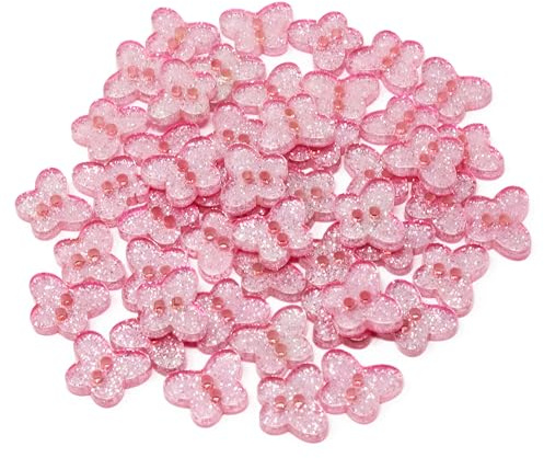 Knöpfe aus Kunstharz, Schmetterling, 13 mm, Rosa, 50 Stück