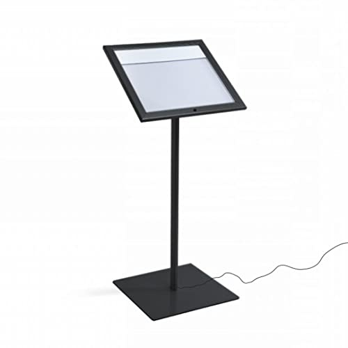 Danieli Store - Expositores de Pie 2xA4 para Exterior. Soporte Para Menu de Aluminio con Llave. Atril para Tiendas y Restaurantes. Porta Menu Exterior con y sin Luz LED Con Panel Personalizable