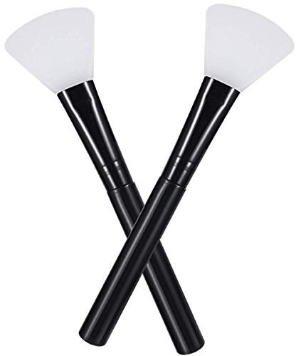 Face Mask Brush Silicone 2PCS Flexible Facial Mud Mask Applicator Brush, Hairless Moisturizers Applicator Tools, Wood Handle Mask Applicator for Mud, Clay, Charcoal Mixed Mask
