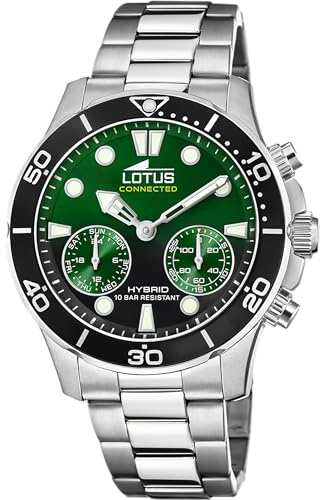 Lotus Uhr Smart Herren Hybrid Connected aus Edelstahl 316l | Analog-Smartwatch, Wasserdicht 10 ATM 18800/6, Musiksteuerung, Schrittzähler, Anrufbenachrichtigung und -ablehnung
