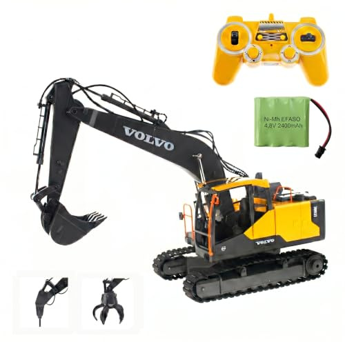 efaso Double E E568-003 RC Volvo Bagger mit wechselbaren Werkzeug 2,4GHz 1:16 Akku 4,8V