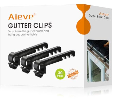 Aieve 30 Pack Gutter Brush Clips, Leaf Guard Fixing Clips Hook for Hanging Outdoor String Lights, Keeps Gutter Brush in Place