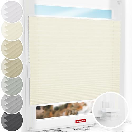 Schuette® Plissee ohne Bohren ● Dolomite Kollektion: Vanilla Sky (Beige) ● 50x130cm (Breite x Höhe) ● Suprafix Faltrollo Klemmfix 2.0 Rollo ● 60 Sekunden Plisseerollo Montage inkl. Video