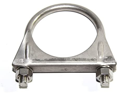 3 Inch Stainless Steel Heavy Duty U-Bolt Exhaust Muffer Clamp (76mm), Saddle Design with Reinforced Ribs | M10 Thick Rod Heavy Duty U Clamps, Saddle Design with Reinforced Ribs, Hold Tightly and Strong