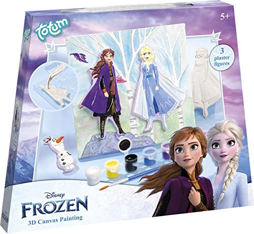 Frozen Bastelset: 3D Bild Bastelspaß für Kinder – Schönes Anna und ELSA Gips Figuren Bild aus Gips, Farben und Leinwand zum Selbstgestalten fürs Kinderzimmer, Geschenk für Mädchen ab 6 Jahren