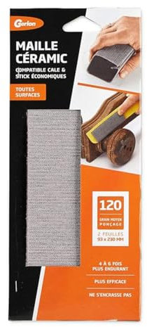 2 fogli di carta vetrata super resistente in ceramica, maglia 93 230 mm, grana 120 (media)