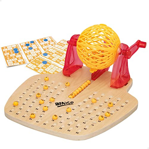 Colorbaby 49666 - Bingo de mesa manual de madera CB Games / Juego de mesa para niños y adultos, juego del bingo, juegos en familia, Rojo, juegos de mesa clásicos / Jugar al bingo