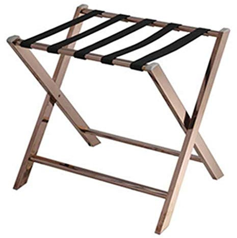 ZFHTAO Scaffale Portapacchi Durevole in Acciaio Inossidabile, Portapacchi Pieghevole per Camera D'Albergo, 600 X 450 X 545 Mm/Rose Gold