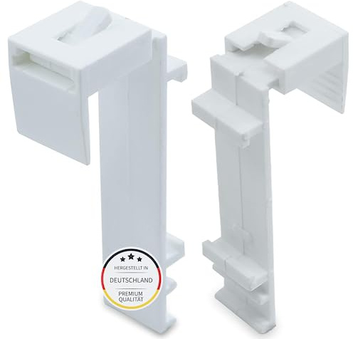 Brillant® Klemmträger für Klemmfix Rollo ohne Bohren Doppelrollo Bohrfreie Befestigung für Dreh- KippFenster 8 Stück Weiß, zum kleben oder Klemmen, geeignet für 35-36 mm Rollos, verstellbar 9-24mm