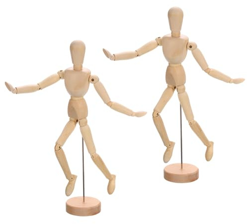 PATIKIL 2 Stück 12 Holz Mannequin Figur Künstler Zeichenpuppe Modell | Skizzierende Lay Figur, Flexibel Bewegliche Gelenkige, Für Malerei Zeichnung Dekoration