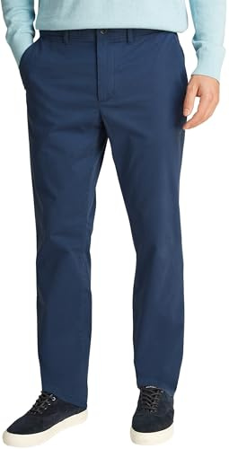Tommy Hilfiger Uomo Pantaloni Chino Denton Chino Satin Straight Fit, Blu (Aegean Sea), 35W/28L