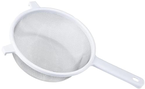 Rocky Mountain Goods Classic Mesh Strainer with Handle - 8” Stainless Steel Diameter Kitchen Strainer for Rice, Pasta, Baking - Rest Hooks for Pots and Bowls - Dishwasher Safe