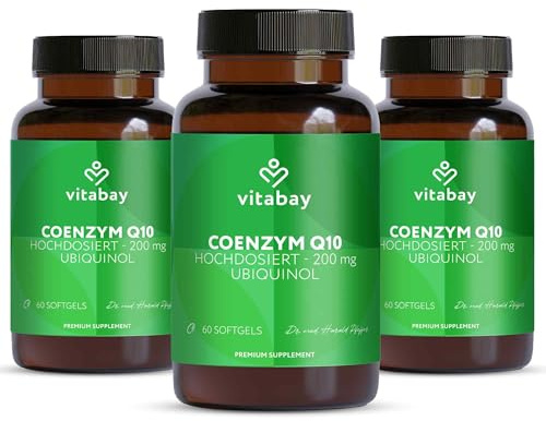 Vitabay Coenzym Q10 Ubiquinol 200 mg – 180 Kapseln – hochdosiert | natürliches Q10 in aktiver Form (Ubiquinol) aus Fermentation gewonnen – Laborgeprüft in Deutschland