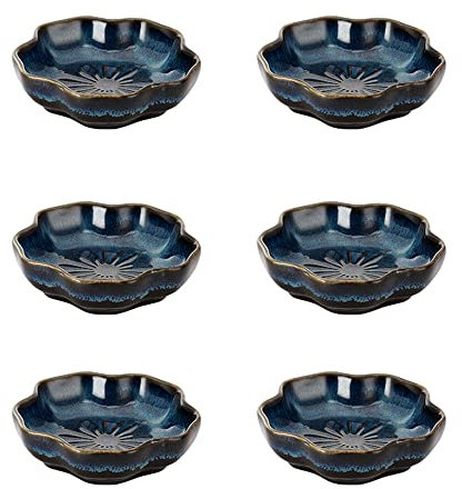 HUIHHAO Plum Blossom Serie, Blumenform, Retro-Design, Beilagen aus Porzellan, schwarz und blau