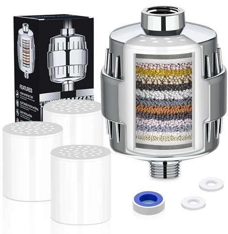 Filtro doccia a 20 livelli, filtro anticalcare doccia, filtro doccia, filtro doccia, filtro acqua con 3 livelli sostituibili per la rimozione di cloro e metalli pesanti