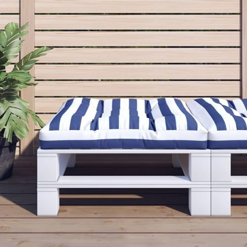 ShGaxin Palettenkissen Blau Weiß Gestreift 70x70x12 cm Stoff Sitzkissen Outdoor, Ersatzkissen Für Rattanmöbel, Sonnenliege Kissen, Paletten Polster, Schaukelstuhlkissen - 360484