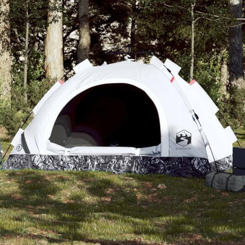 Homgoday Campingzelt 3 Personen Kuppelzelt Zelt Camping Zelt wasserdichte Kompakt Zelt Familienzelt für Camping Reise Trekking Garten Weiß Quick Release