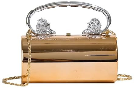CRGANGZY Acryl-Clutch, Geldbörse, Zylinder, Damen-Mini-Abendtasche mit Kette, Handtasche, solide Hobo-Tasche for Hochzeit, Abschlussball, Party (Roségold)