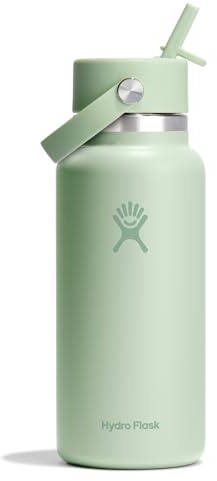 Hydro Flask 32 Oz Wide Flex Straw Cap Bottle - Insulated Stainless Steel - Wide Straw Lid, Non Spill, Leakproof in Aloe