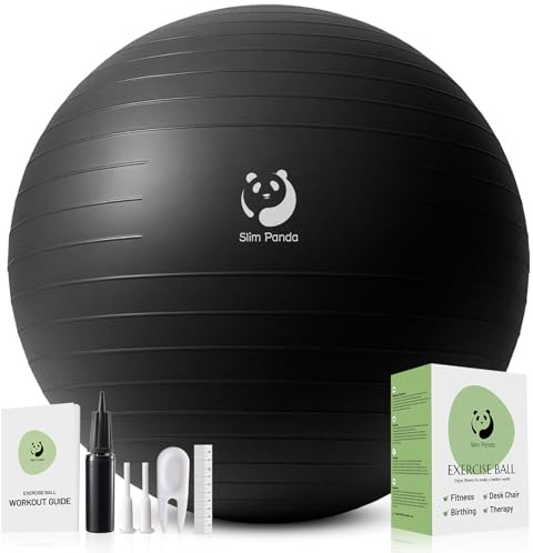 Slim Panda Ballon Pilates, 55-85cm Anti-Slip Ballon de Gymnastique avec Paille de Gonflage, Soft Yoga Ball Équilibre pour Seniors Thérapie, Maison, Fitness, Entraînement à l'équilibre