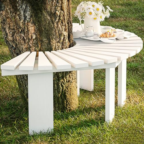 Halbrunde Baumbank aus Holz für den Außenbereich, Garten, Park, Hof, Veranda, Rasen, wetterfeste Rundum-Möbel mit dekorativen Sitzgelegenheiten