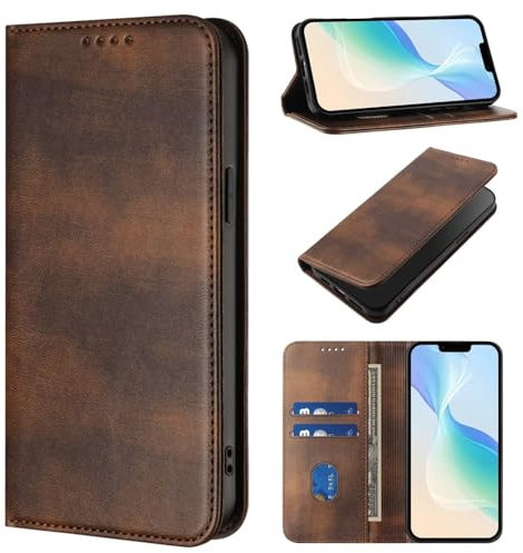 xinyunew Funda para Motorola Moto Edge 40 Neo 5G,PU Cuero Flip Carcasa Fundas Móvil de Tapa Libro con Cierre Magnético,Tarjetero y Suporte,Capa Plegable Cartera,Flip Cover Case (Marrón)