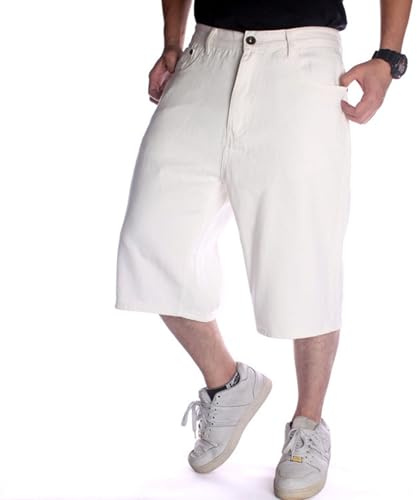 Baggy Jeans Jorts Pantaloncini corti da uomo Y2K Baggy Ragazzi Hip Hop Pantaloni Pantaloni Jeans Taglie Forti Denim Shorts Locker Bermuda Jeans Pantaloncini Oversize Caprijeans Pantaloni cargo, bianco
