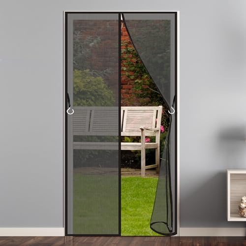 Zanzariere Magnetiche per Porte Finestre su Misura 84 x 185 cm Installazione Senza Fori Zanzariera Anti Insetti per Balcone, Soggiorno, Cantine, Terrazze, Nero