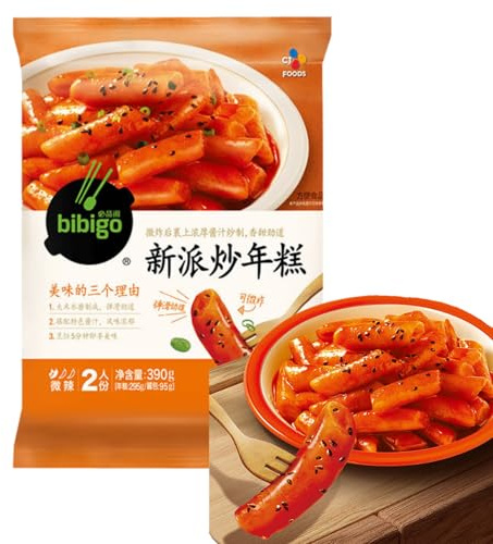 BaiLiSnacky Scatola Di Tteokbokki Autentico 390g | Con Salsa Pronta | Preparazione Rapida & Facile - Tagliatelle Nian Gao Cinese Tradizionale Morbido Gommoso E Versatile (Dolce Piccante)