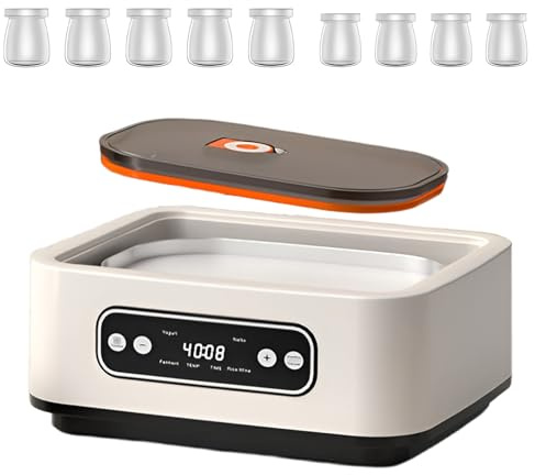 Household Automatic Yogurt Machine, Electric Yogurt Maker with Adjustable Temperature & 9 Glass Jars & LCD Digital Display, for Making Organic Yogurt, Natto