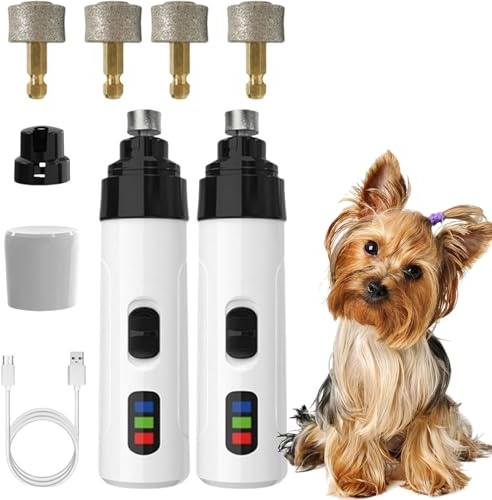 Lot de 2 ponceuses à griffes pour chiens et chats - Lime à griffes pour animaux de compagnie - Silencieuse - Pour chiens et chats