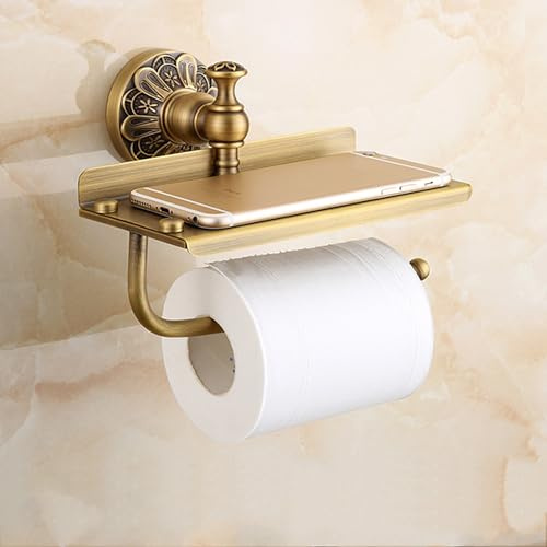 Support mural vintage pour papier toilette – Finition brossée vieillie, design rétro de luxe sculpté pour décoration de salle de bain