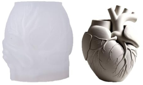 Stiesy Stampi in Resina per Vaso a Cuore in Silicone, Stampo a Cuore per Bouquet di Organi in Resina Epossidica, Stampi in Silicone per Gioielli per Composizione Floreale, Arte in Gesso, Artigianato