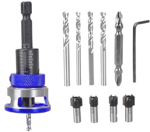 Brocas avellanadoras con tope de profundidad, abridor de agujeros de vástago hexagonal, herramienta de perforación de límite de aluminio para carpintería, biselado, profundidad ajustable
